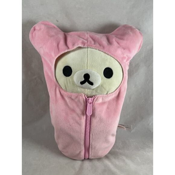 San-X Rilakkuma Korilakkuma Soft Stuffed Bear in Sleeping Bag Pink Kawaii - Picture 1 of 9